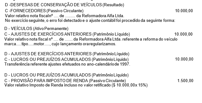 ajustes de exercícios anteriores