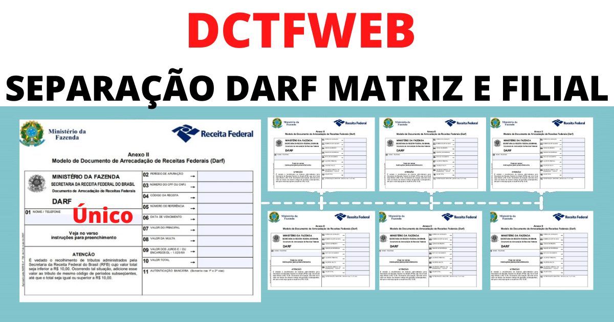 Como emitir DARF na DCTFWeb separando valores de matriz e filial?