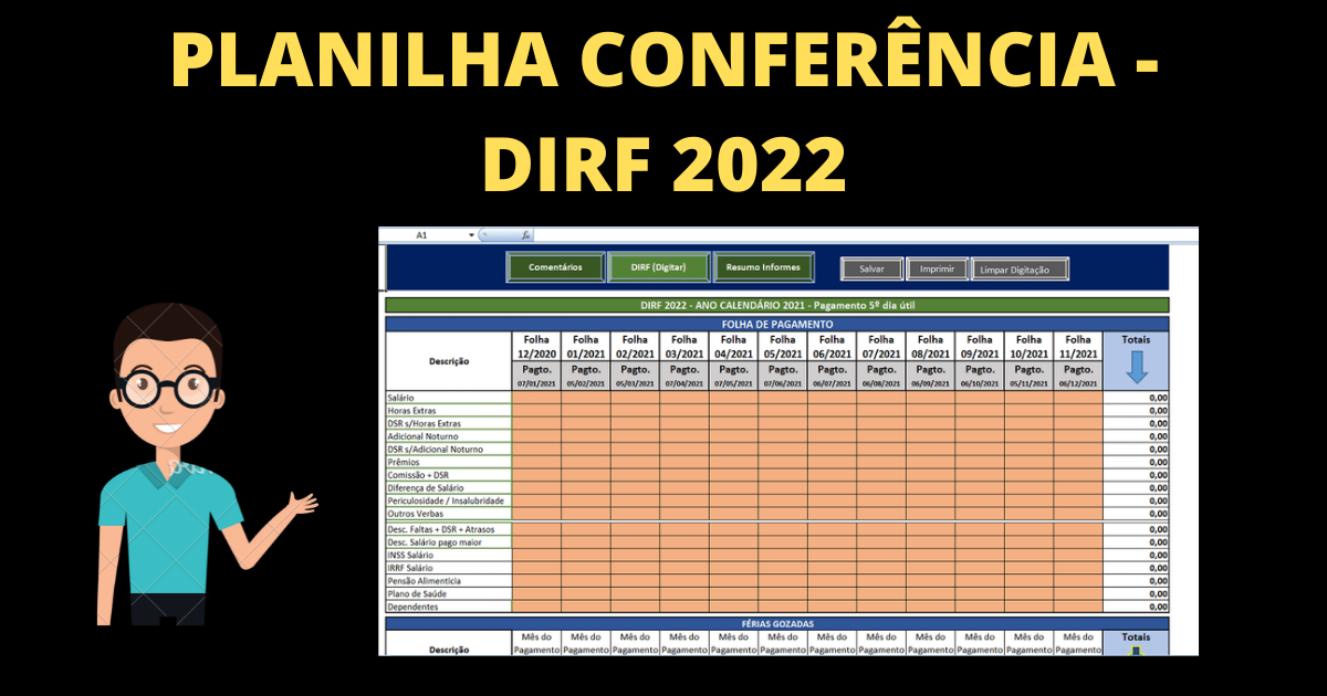 [PLANILHA GRATUITA] - Conferência e Controle DIRF 2022
