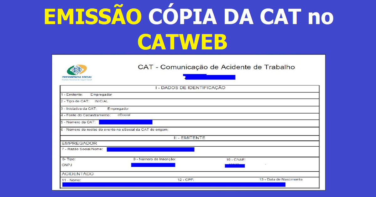 Como fazer para emitir a cópia da CAT no CATWEB, se ela foi enviada pelo eSocial?