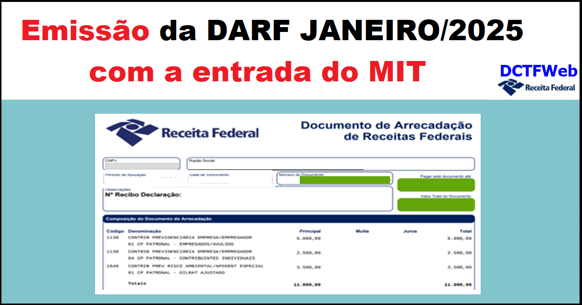 Como Fazer a Emissão da DARF DA Competência DE JANEIRO/2025 com a entrada do MIT?